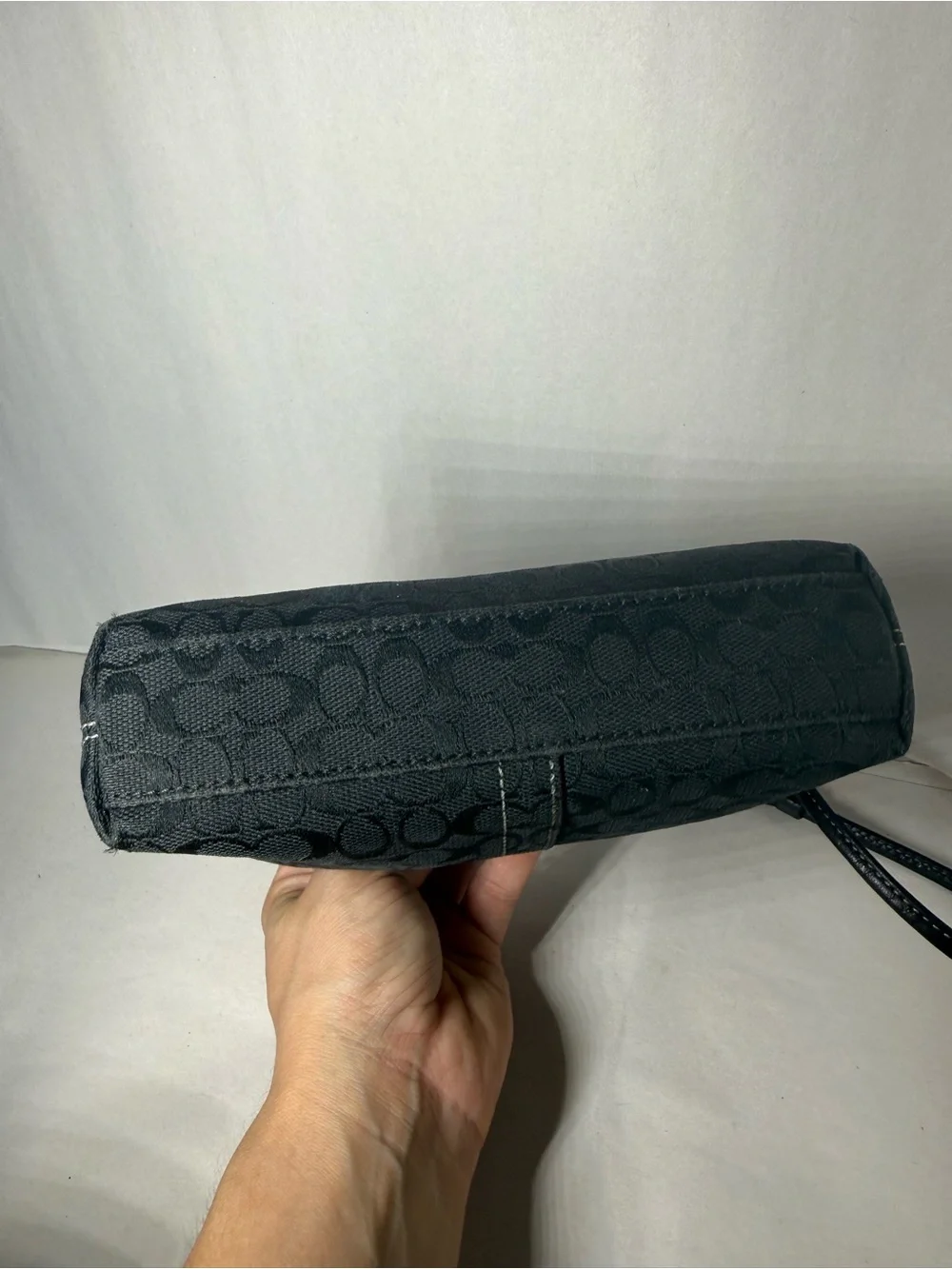 Coach Black Signature Canvas Turn-Lock Wristlet